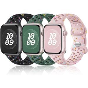 3 Pk Apple Watch Bands 38/40/41 mm Soft Silicone Breathable Sport Strap